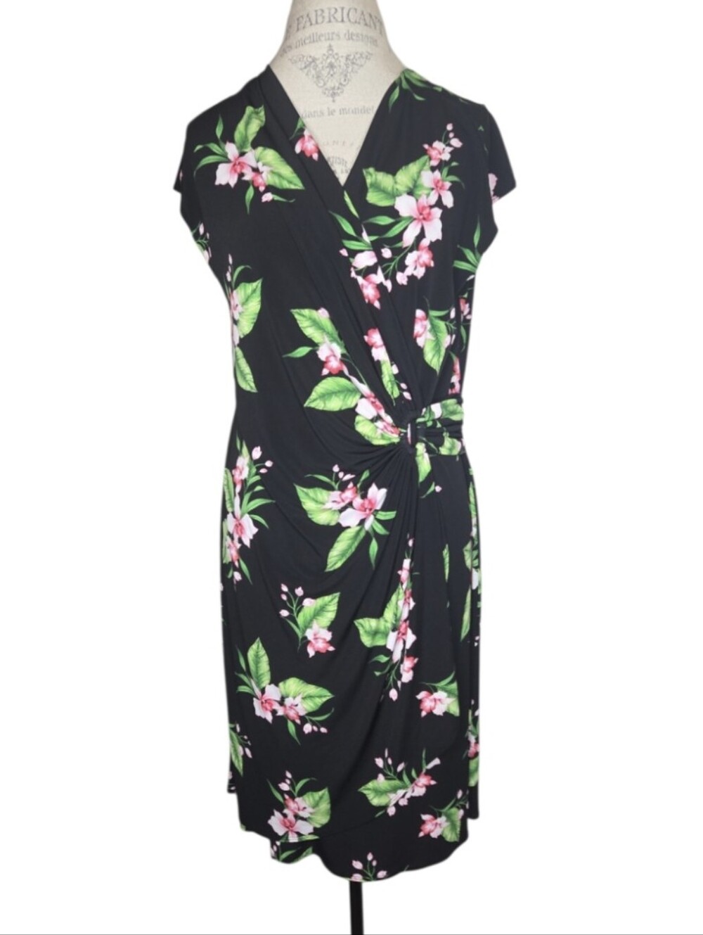 Tommy Bahama Women's Clara Lavish Blooms Cap Sleeve Faux Wrap Dress Size L